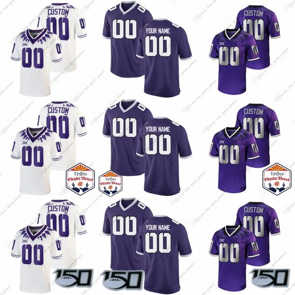 Custom NCAA TCU Horned Frogs College Football Maglie Burdine Canada Helm Lewis McMillan Newton White Glover Lester Wilcox Biddle Bradford Camara Clark Crawford