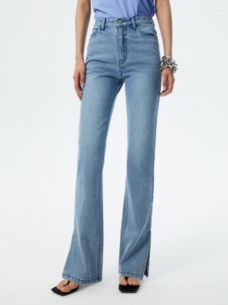 Calça jeans feminina retrô cintura alta fina aberta reta jeans feminina casual 2023 primavera