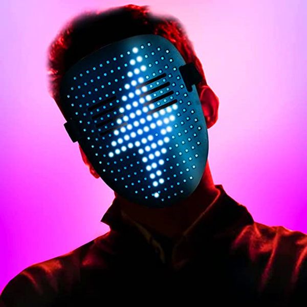 Party-Masken, 50 Muster, LED-Leuchtmaske, Gestensteuerung, Gesichtswechsel, Cosplay-Zubehör für DJ, Halloween-Masken, Maskerade-Kostüm 230705