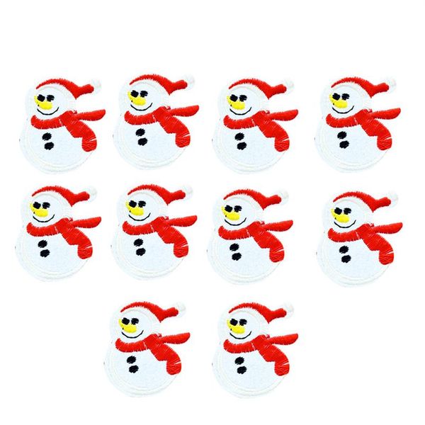 10PCS Pupazzo di neve di Natale Ricamo Patch per Abbigliamento Borse Ferro fai da te su Trasferimento Applique Patch per Indumento Cucire su Ricamo Bad197r