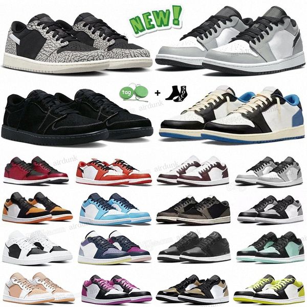 Jumpman 1 scarpe da basket basse top og 1s golf panda viola Black Cement Phantom Light Smoke Grey Travis Olive Reverse Mocha wolf per donna uomo sneakers sportive da allenamento