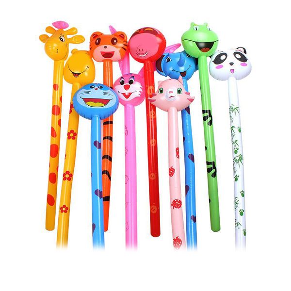 PVC-Ballonstab für Kinder, aufblasbares Spielzeug, Cartoon-Tierkopf, langer Geburtstag, Partyzubehör, Kaninchen, Tiger, Katze, ca. 110–120 cm, ba71 Q2