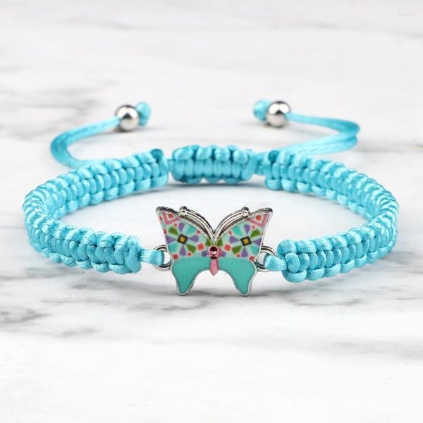 Link-Armbänder, böhmisches Schmetterlings-Schnur-Armband, handgefertigt, blauer Faden, geflochten, für Damen, verstellbarer Armreif, Charme, Yoga, Handgelenk-Kette, Schmuck