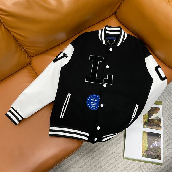 Klasik Beyzbol Yakası Erkek Siyah Ceket Şık Deri Dikiş Tasarım Üst Marka Lüks Tasarımcı Ceketler