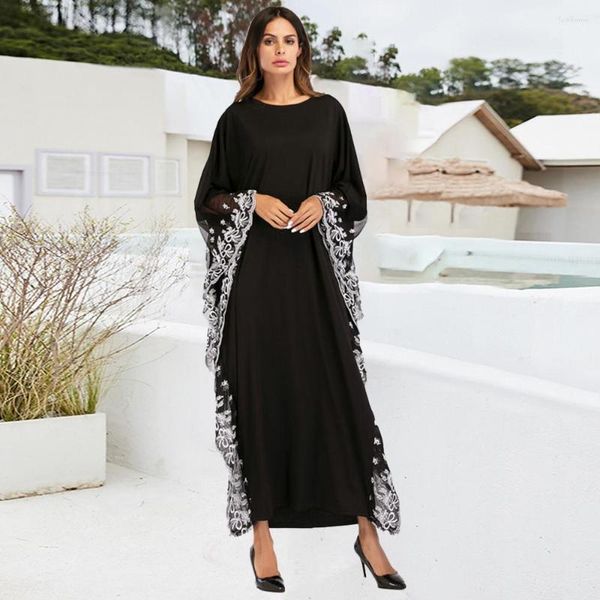 Vestido longo muçulmano feminino Abayas para mulheres Vestidos de tamanho grande preto Eid Mubarak Robe islâmico De Priere Islam Femme