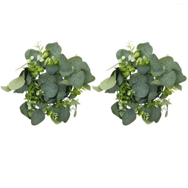 Fiori decorativi Ghirlandeghirlandedecor Mini anelli Porta Fronte finto Portacandele Pilastro Tealight Ghirlande di foglie rotonde Foglie verdi Piccolo matrimonio