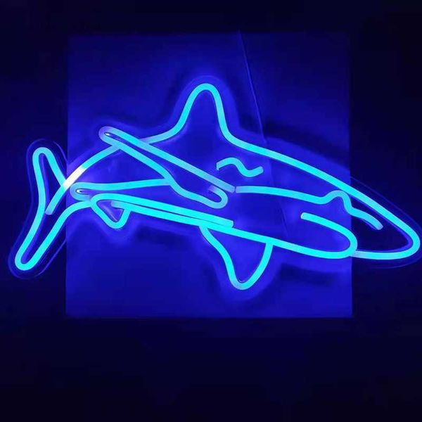 LED Ineonlife Anime Led Neon Zeichen Shark Bier Bar Lampen USB Mit Schalter Power Coole Lustige Straße Wand Hängen Kunst raum Dekor Licht HKD230706