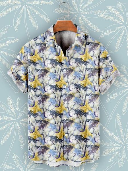 Männer Casual Hemden Hawaiian Shirt Sommer Strand Kleidung Mode Männer 2023 Kurzarm Elefanten Druck Übergroßen 5XL Soziale Für Formale
