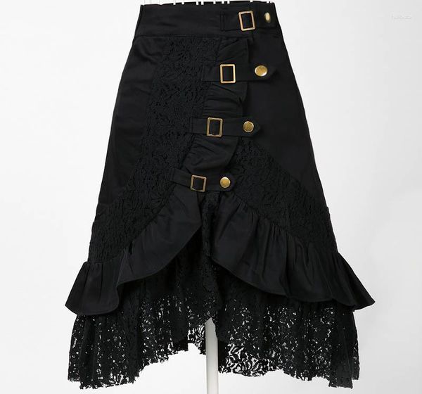 Gonne Hippie Boho Abbigliamento Metal Retro Design Uk Style Online Store A Line Gypsy Skirt Vampire Cotone Pizzo Nero Midi