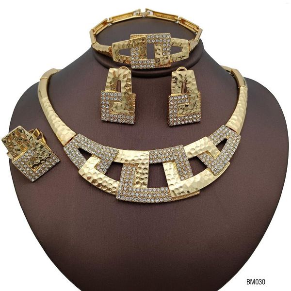 Colar Conjunto de Brincos Ouro Brasileiro Feminino Colares Brinco Anel Pulseira Festa de Casamento Acessórios Jóias