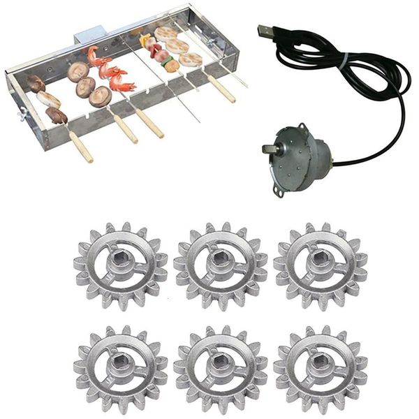 BBQ Werkzeuge Zubehör 1SET Automatische Rotisserie Grill Metall Drehrahmen Getriebe Mit USB Kabel Motor DIY Werkzeug Set 230706