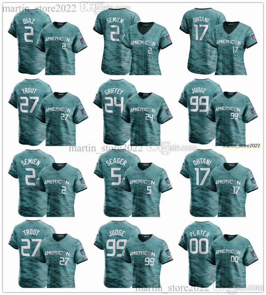 Maillots de baseball All-Star 2023 54 Sonny Gray 21 Michael Lorenzen 74 Kenley Jansen 13 Salvador Perez 25 Brent Rooker 88 Luis Robert Jr. 48 Emmanuel Clase 11 Jose Ramirez