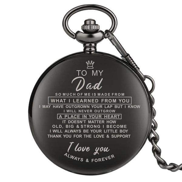 Orologio da taschino unisex Full Black I Love You to Family Orologio classico alla moda per mamma papà moglie marito - Movimento al quarzo P269V