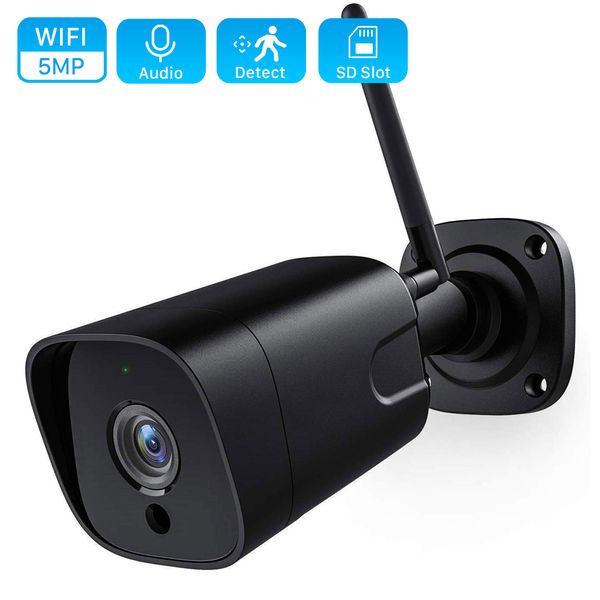 IP -камеры 5MP Беспроводная IP -камера Outdoor 1080p 2MP AI Human Detect CCTV камера безопасности двухсторонние аудио ирное ночное видение Bullet Wi -Fi Camera 230706