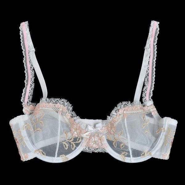 Yandw Sexy Women Bra Bra Floral кружевной вышивкой прозрачная ультра -тонкая 70 75 80 85 90 95 100 A B C D E F EU US UK SIZE Стандарт 210623205Q