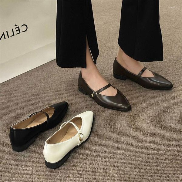 Scarpe eleganti Marca Moda Mary Jane Pompe retrò francesi Donna Estate Pelle Casual Tacchi spessi Donna Punta quadrata