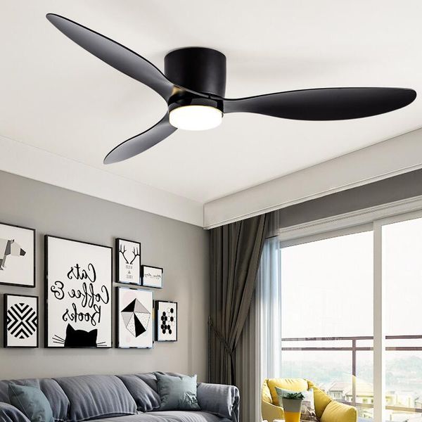 Düşük Zemin Tavan Fanları 42 56 İnç uzaktan kumanda fanları Lamba Tasarım Tavan Fanı hafif ahşap+beyaz DC motor LED fanları