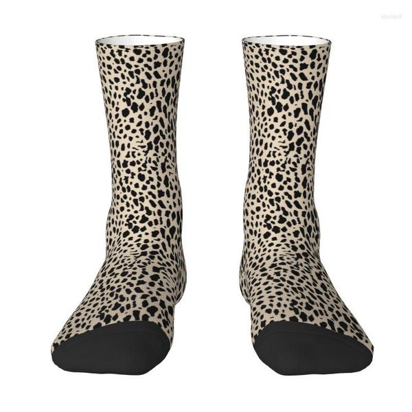 Meias Masculinas Kawaii Tan Cheetah Feminino Masculino Quente Impressão 3D Leopardo Pele de Animal Esportes Equipe de Basquetebol