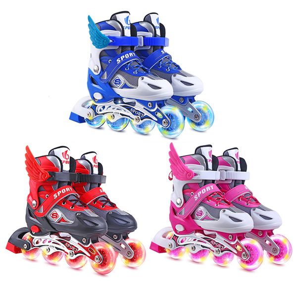 Pattini a rotelle in linea per bambini Set completo da ragazza regolabile per bambini Combo 4 ruote Flash Shoes 230706