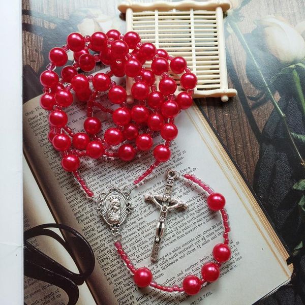 Подвесные ожерелья Diyalo Дева Мария распятие Иисус Христос ожерелье католическое красное четко
