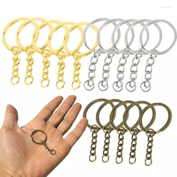 Anahtarlıklar 5 adet gümüş kaplama metal boş bafak Anahtarlama Anahtar zincir bölünmüş halka Keyfob anahtar tutucu halkalar kadınlar erkekler diy zincir aksesuarları
