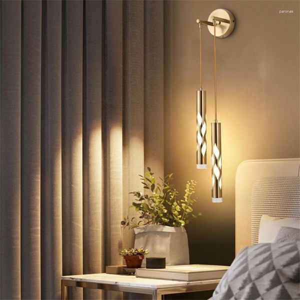 Lâmpada de parede Nordic Luxury Hanging Wire Lamps quarto cabeceira moderna sala de estar corredor corredor luz de estudo modelo luzes