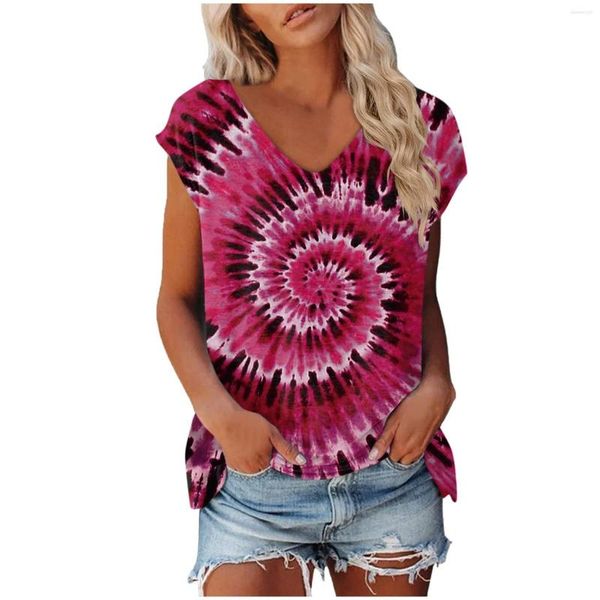 Camisetas femininas para mulheres blusas de manga curta elegantes verão decote em V blusas da moda casuais blusas da moda 2023 roupas femininas