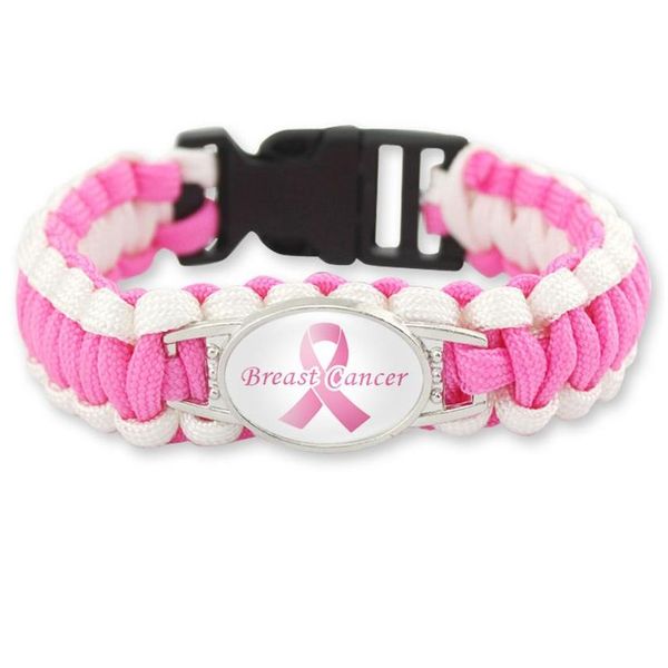 Charm Bracelets Breast Cancer Fighter Awareness Women Pink Yellow Ribbon Hope Wristbands Bangle For Men Fashion Outdoor Sports Drop Dhepf