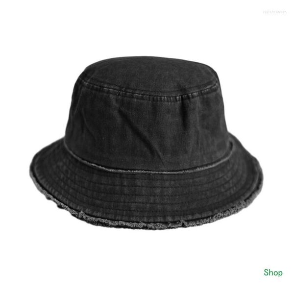 Berretti L5YC Cappello a secchiello anti-uv dal design sfilacciato Pescatore regolabile per adulto unisex