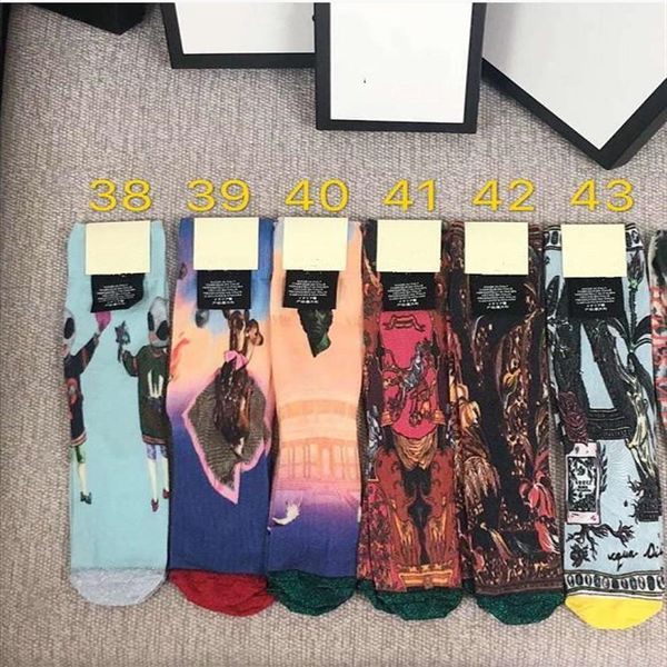 Designer Sport Baumwollstrümpfe Socken 2019 Neue Mode Frühjahr Marke Vintage Goldener Draht Socke Mittelstrumpf Geschenke268H