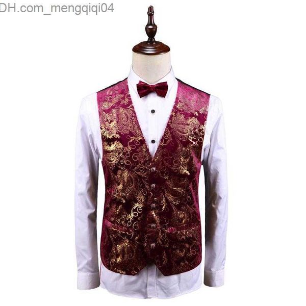 Fatos de Treino Masculino Regata Steampunk Conjunto Masculino Gilet Homme Vestido de Noiva Sem Manga Ultra Fino Plus Size Vestido Florido Colete Masculino de Botão Único S-5XL Z230707