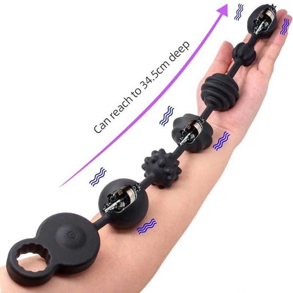 42 cm Super Long Butt Plug avec 3 Boules Anales Vibrantes Perles En Silicone pour Gay Hommes Femmes Couple Érotique Sex Games Play230706