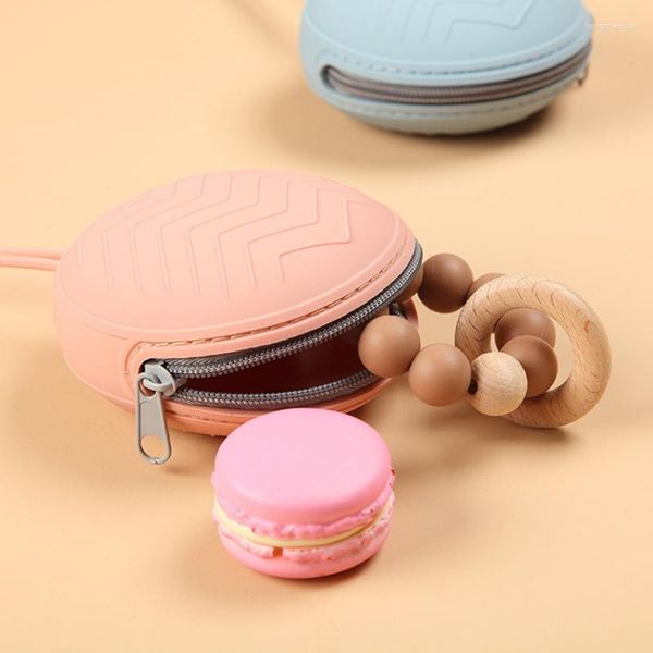 Sacos de armazenamento para crianças, portátil e fácil de limpar, chave de troca de chupeta, fones de ouvido, silicone, grau alimentício, bolsa com zíper