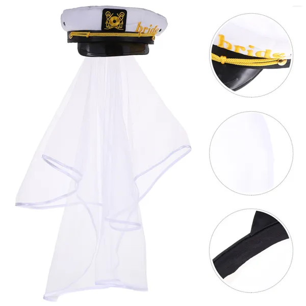 Bandane Berretto da donna Capitani Cappello da yacht Navy Velo Sposa Marinaio Copricapo nautico Costume da barca Fascia per capelli Cosplay