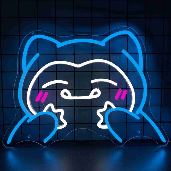 LED Anime Cute Bear Light Custom Led Neon Sign Luzes de parede internas Quarto Gameroom Decoração Home Kids Room Gift HKD230706