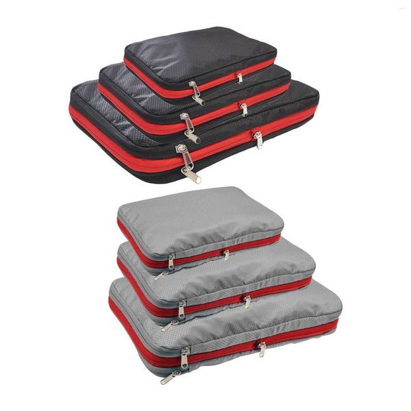 Borse portaoggetti 3 pezzi Cubi di imballaggio a compressione Borsa Organizer per bagagli Accessori Nylon a doppio strato per i viaggi