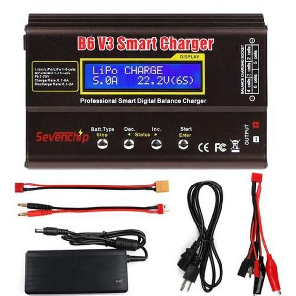 Peças Acessórios iMAX B6 V3 80W 6A Carregador de Bateria LiHv Lipo NiMh Liion NiCd Digital RC Carregador Lipro Balance Charger Discharger 15V 6A Adaptador 230705