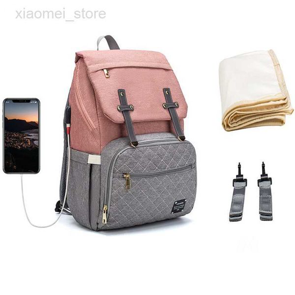 Borse per pannolini Borsa per pannolini con fasciatoio Borsa per pannolini da viaggio grande Borsa per pannolini per bambini Zaino con porta di ricarica USB per mamme papà HKD230706