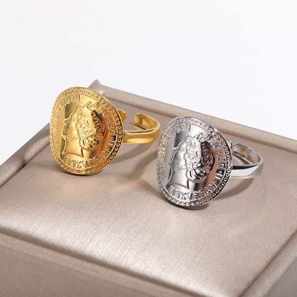 Обручальные кольца минимализм Элизабет Королева монета Signet Ring