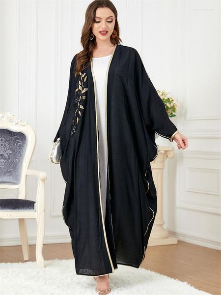 Roupa étnica Ramadan Preto Abaya Kaftan Moda Muçulmana Robe Kimono Femme Musulmane Niqab Jalabiya Para Mulheres Islam Turquia Roupas de Oração