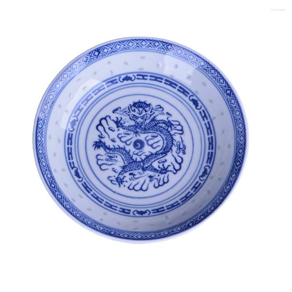 Conjuntos de louças Prato padrão de dragão Bandeja de café da manhã Louça decorativa Frutas Sopa vintage Prato doméstico Sushi Porcelana Armazenamento Cerâmica