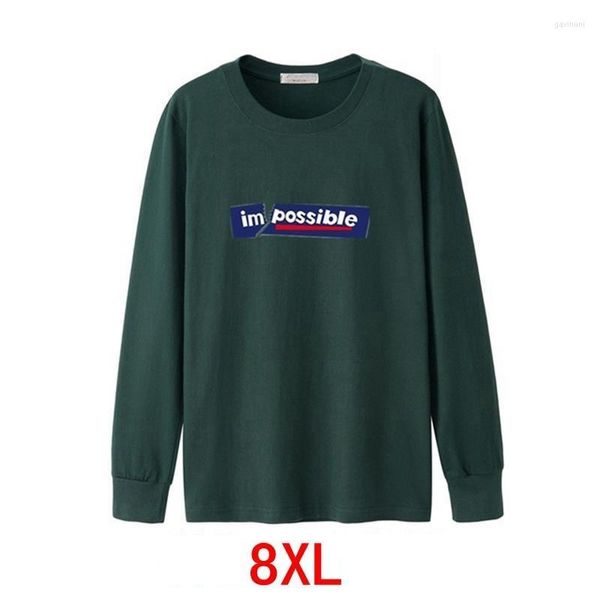 Erkek Tişörtleri Büyük Tişört Büyük Boy 6xl 7xl 8xl Sonbahar ve Kış Uzun Kollu Yuvarlak Boyun Mektubu XL Ev Donanması