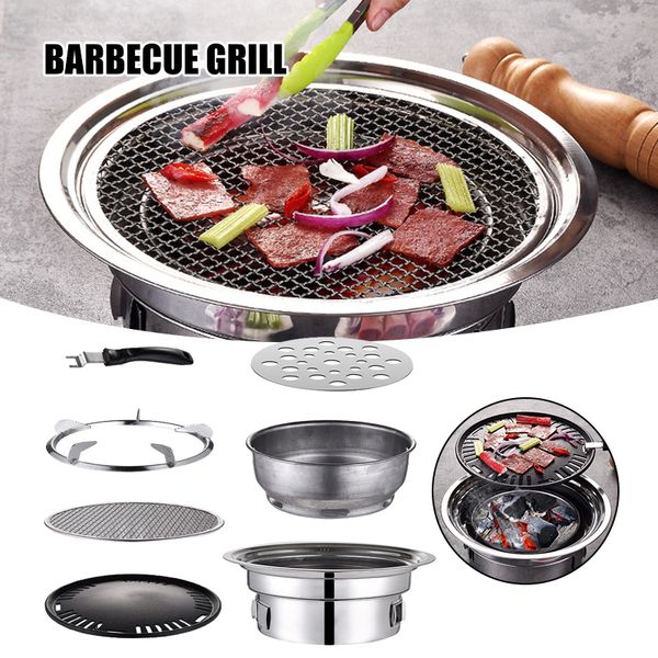 Griglie per barbecue Griglia a carbone Portatile per uso domestico Coreano Rotondo Barbecue in carbonio Fornello da campeggio per esterni WXV Vendita 230731