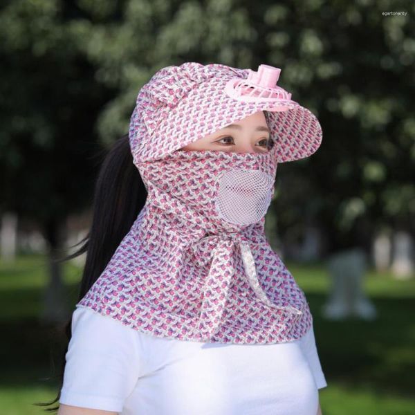 Cappelli a tesa larga Safe Fan Sunhat Cappello da donna da giardinaggio decorativo anti-UV a vento forte