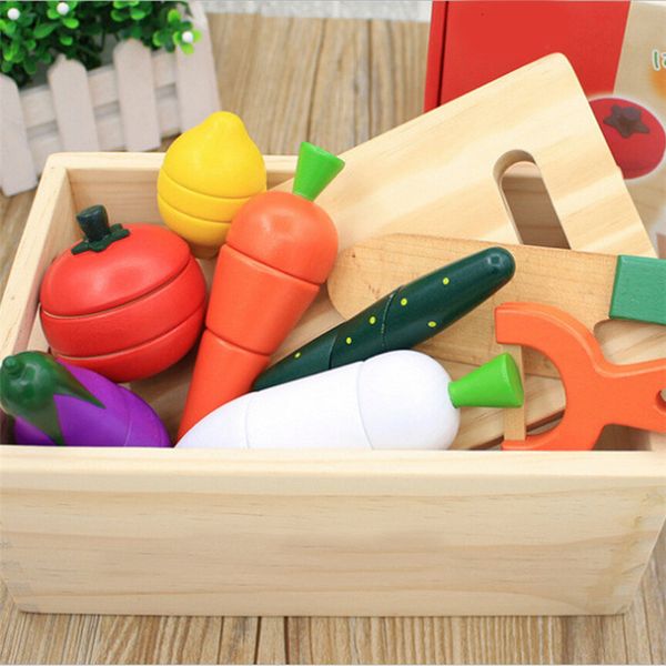 Massa de barro Modelagem Simulação Cozinha Série Montessori Corte Frutas e Legumes Brinquedos de Madeira Clássico Fingir Brincar Cozinhar Interesse Cultivo 230705