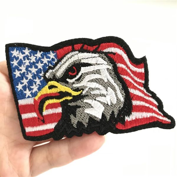 Флаг -пластыри для флага USA Eagles из вышитых аппданированных байкерских пластырь Значки с небесными забавными большими наклейками с орелом 263R
