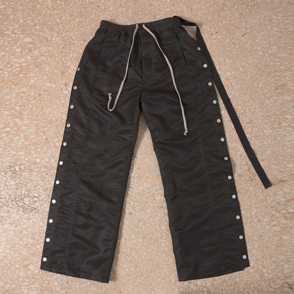 Calças masculinas preto sweatpants náilon breasted calças casuais calças retas calças femininas streetwear masculino calças causais