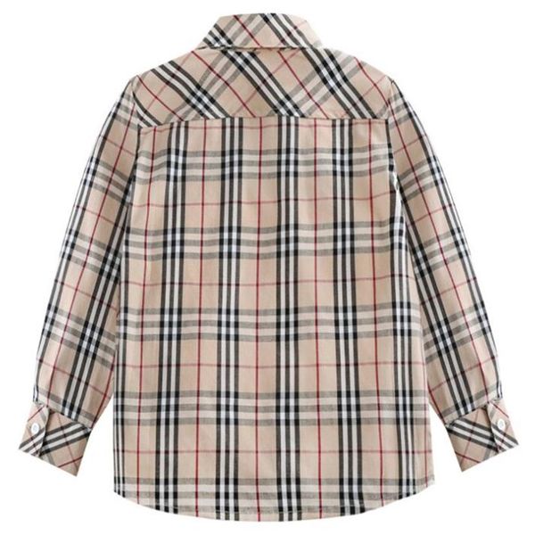 Camicie a quadri classiche per ragazzi firmate per bambini camicia a maniche lunghe con risvolto per bambini tasca monopetto top reticolo casual autunno ragazzo cloth231B