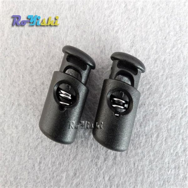 100 pz Cord Lock Stopper Plastic Barrel Spring Toggle Nero 28mm 14 5mm 11mm Per Borse Garments2247