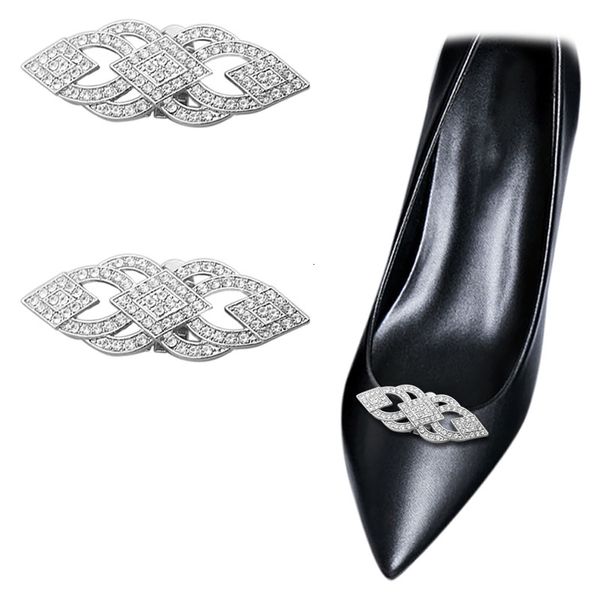 Ayakkabı Parçaları Aksesuarlar 2 PCS Gümüş Ayakkabı Klipsleri Rhinestones Metal Ayakkabı Dekorasyon Moda Gelin Ayakkabı Tokası Düğün Partisi Ayakkabı Aksesuarları için 230705